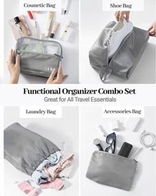 img 1 attached to OlarHike 8-Piece Grey Packing Cubes Set For Travel - 4 Sizes (Extra Large,Large,Medium,Small) - Luggage Organizer Bags For Carry On Suitcases And Travel Accessories.