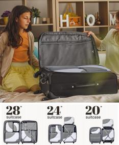 img 3 attached to Набор серых упаковочных кубиков OlarHike из 8 предметов для путешествий - 4 размера (очень большой, большой, средний, маленький) - сумки-органайзеры для багажа для переноски чемоданов и дорожных принадлежностей.