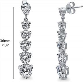 img 3 attached to Sterling Silver CZ Dangle Drop Earrings For Women - Graduated Cubic Zirconia, Rhodium Plated By BERRICLE