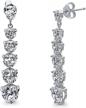sterling silver cz dangle drop earrings for women - graduated cubic zirconia, rhodium plated by berricle logo