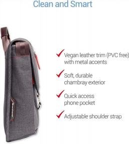 img 1 attached to Прочная защитная сумка-мессенджер с карманом для телефона с быстрым доступом — подходит для 13-дюймовых ноутбуков, хромбуков и планшетов для бизнеса и офисных принадлежностей | Brenthaven Collins Горизонтальный графит