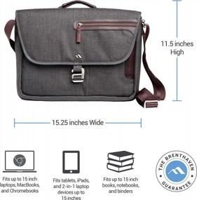 img 3 attached to Прочная защитная сумка-мессенджер с карманом для телефона с быстрым доступом — подходит для 13-дюймовых ноутбуков, хромбуков и планшетов для бизнеса и офисных принадлежностей | Brenthaven Collins Горизонтальный графит