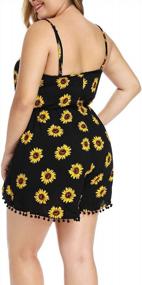 img 3 attached to Flaunt Your Curves This Summer With Nihsatin'S Plus Size Sunflower Print V Neck Romper Jumpsuit!