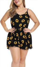 img 1 attached to Flaunt Your Curves This Summer With Nihsatin'S Plus Size Sunflower Print V Neck Romper Jumpsuit!
