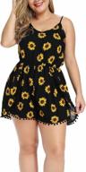 flaunt your curves this summer with nihsatin's plus size sunflower print v neck romper jumpsuit! logo