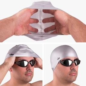 img 2 attached to 2 Pack Of The Friendly Swede Silicone Swim Caps - Perfect For Men, Women & Kids With Short To Medium Hair!