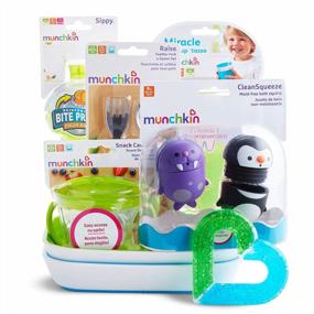 img 1 attached to Munchkin 1St Birthday Gift Basket, Includes Sippy Cups, Plates, Feeding Utensils, Snack Catcher, Bath Toy And Teether, Neutral