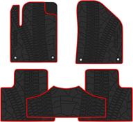 🚗 san auto custom fit rubber car floor mat liners for jeep cherokee 2014-2022, all weather protection, heavy duty, odorless, black/red logo