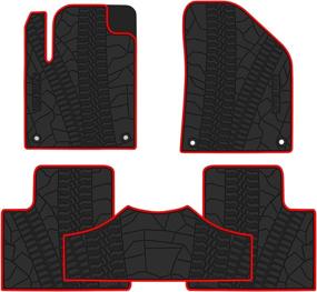 img 4 attached to 🚗 San Auto Custom Fit Rubber Car Floor Mat Liners for Jeep Cherokee 2014-2022, All Weather Protection, Heavy Duty, Odorless, Black/Red