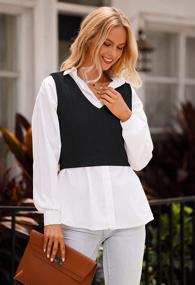 img 3 attached to Stylish And Chic: Shawhuwa Women'S Cropped V-Neck Sweater Vest