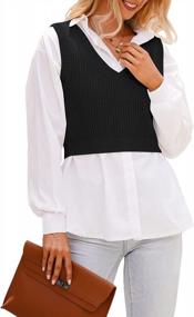 img 4 attached to Stylish And Chic: Shawhuwa Women'S Cropped V-Neck Sweater Vest