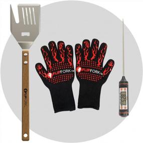 img 2 attached to Complete BBQ Tool Set With Flipfork, Gloves & Thermometer - Perfect For Grilling!