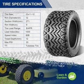 img 2 attached to Pair Of MaxAuto All Terrain Tires 22X11.00-12 For Golf Carts, ATV, UTV And Off-Road Vehicles - 4 Ply, Tubeless Design