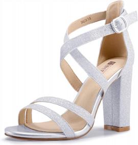 img 4 attached to Women'S Chunky Heeled Sandals: Perfect For Weddings, Homecomings & Proms!