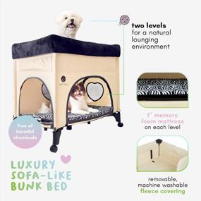 img 1 attached to Zebra Vibes Design Bedside Lounge Pet Bed And Bunk Bed For Medium Size Pets - Elevated Lounge Bed For Cats And Dogs By PETIQUE