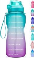 64oz motivational water bottle with time marker, straw & leakproof tritan bpa free jug for daily fitness, gym & outdoor sports - fidus large half gallon logo