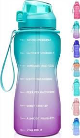 img 4 attached to 64Oz Motivational Water Bottle With Time Marker, Straw & Leakproof Tritan BPA Free Jug For Daily Fitness, Gym & Outdoor Sports - Fidus Large Half Gallon