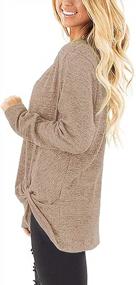 img 2 attached to Fall Tunic Blouses for Women - V Neck Long Sleeve Shirts, Loose Fit with Twist Knot Detail