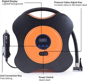 img 2 attached to 12V DC Air Compressor Pump: Portable Digital Tire Inflator With 3 Nozzles & Adaptors For Cars, Bikes And Basketballs | HOTSYSTEM