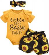 короткий комплект с цветочным принтом для малышей little miss sassy pants - shalofer baby girls outfit логотип