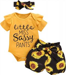 img 4 attached to Короткий комплект с цветочным принтом для малышей Little Miss Sassy Pants - Shalofer Baby Girls Outfit