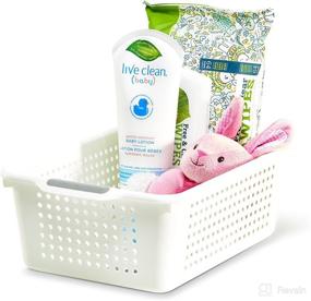 img 2 attached to madesmart Baby Classic Medium Storage Basket - White, BABY COLLECTION: Organize Diapers, Bottles, Lotions, Wipes, and Toys! Durable with Soft-grip Dots and Non-slip Feet. BPA-Free.