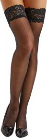 img 4 attached to Ultra-Thin Silicone Lace Thigh High Stockings For Women: Run-Resistant And Sheer Tights With 0D Feel