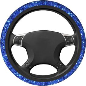 img 2 attached to Blue Glitter Pattern Cute Steering Wheel Covers For Women Girls Car Decor SUV Truck 15 Inch Universal Fit Accessories Anti Slip Soft Protector Wrap