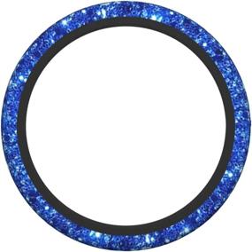 img 3 attached to Blue Glitter Pattern Cute Steering Wheel Covers For Women Girls Car Decor SUV Truck 15 Inch Universal Fit Accessories Anti Slip Soft Protector Wrap