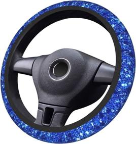 img 1 attached to Blue Glitter Pattern Cute Steering Wheel Covers For Women Girls Car Decor SUV Truck 15 Inch Universal Fit Accessories Anti Slip Soft Protector Wrap