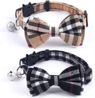 🐱 superbuddy cat collars: stylish breakaway bow bell collars - 2 pack kitten & cat collar set with removable bowtie - perfect for cats & kittens! logo