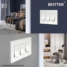 img 3 attached to 5 Pack of BESTTEN 3-Gang USWP4 White Series Screwless Wall 🔌 Plates - Stylish Decorator Outlet Covers for Light Switch, Dimmer, USB, GFCI, Receptacle