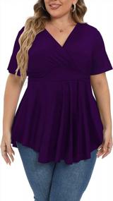 img 4 attached to Stylish Summer Tunics For Plus Size Women: Allegrace Short Sleeve Casual Tops For Leggings