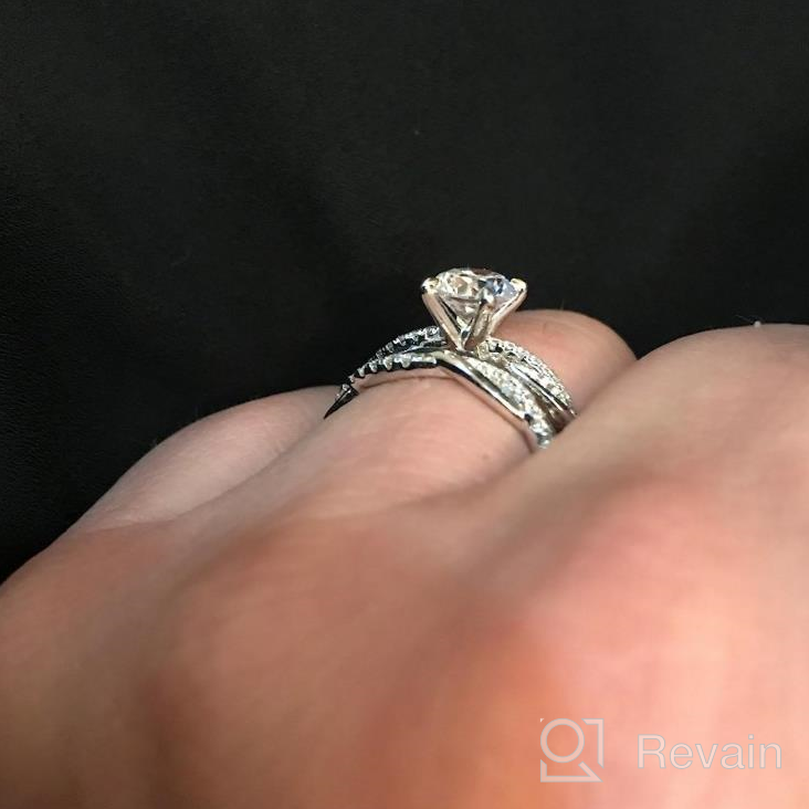 img 1 attached to Interwoven Sterling Silver Eternity Ring With Simulated Diamond Or Moissanite - Perfect Matching Wedding Band review by Bishop Roshad