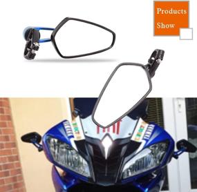 img 1 attached to 🔵 DREAMIZER Universal Motorcycle Rear View Mirrors - 7/8" Handle Bar End Mirrors for Standard, Sport, Dirt, and Naked Bikes - BLUE