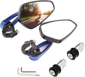 img 4 attached to 🔵 DREAMIZER Universal Motorcycle Rear View Mirrors - 7/8" Handle Bar End Mirrors for Standard, Sport, Dirt, and Naked Bikes - BLUE