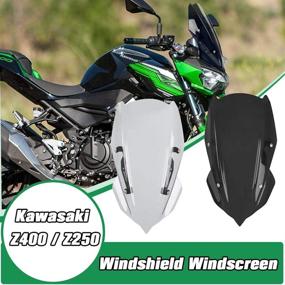 img 4 attached to 🏍️ Lorababer Motorcycle Windshield WindScreen Visor for Kawasaki Z400 Z250 (Smoke) - Enhance Airflow & Protect Against Wind Deflect