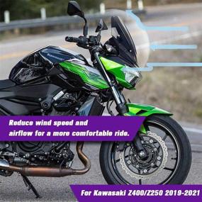 img 1 attached to 🏍️ Lorababer Motorcycle Windshield WindScreen Visor for Kawasaki Z400 Z250 (Smoke) - Enhance Airflow & Protect Against Wind Deflect