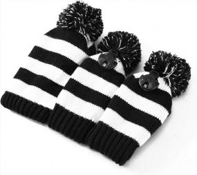 img 2 attached to Knitted Golf Headcover Set Of 3 For Drivers, Woods, And Hybrid UT Clubs With Rotating Numbered Tags - Perfect For Male And Female Golfers