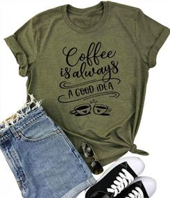 img 1 attached to Coffee Is Always A Good Idea Shirt Women Funny Saying Letter Print Short Sleeve Tee Shirts Top