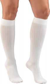 img 4 attached to Женские компрессионные носки до колена Truform - белая вязка в рубчик, средний размер, 15-20 мм рт.ст.
