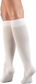 img 2 attached to Женские компрессионные носки до колена Truform - белая вязка в рубчик, средний размер, 15-20 мм рт.ст.