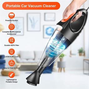 img 3 attached to 🧹 Niecarva Car Vacuum Cleaner with 7500PA/150W/12V High Power, Portable Handheld Vacuum for Car with LED Light, 16.4 Ft Cord, Car Cleaning Kit for Men and Women