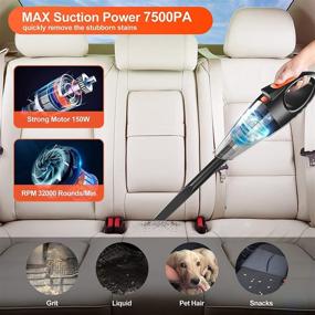 img 2 attached to 🧹 Niecarva Car Vacuum Cleaner with 7500PA/150W/12V High Power, Portable Handheld Vacuum for Car with LED Light, 16.4 Ft Cord, Car Cleaning Kit for Men and Women