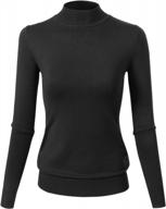 women's soft stretch mock neck pullover sweater tops - lightweight long sleeve (s-xl) logo