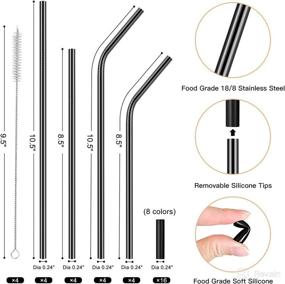 img 1 attached to 🥤 StrawExpert 16 Pack: Black Reusable Metal Straws with Silicone Tip & Travel Case & Cleaning Brush - Long Stainless Steel Straws for 20 and 30 oz Tumbler