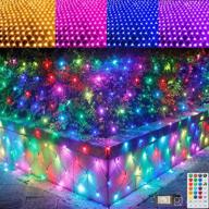 🎄 outdoor led rgb net lights, color changing mesh lights, 14.8x4.9ft, 240 led christmas net light decorations, connectable plug in waterproof tree light bushes wedding garden decor логотип