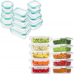 img 4 attached to Set Of 24 Bayco Glass Food Storage Containers With Airtight Lids, 10 Packs Of 1 Compartment BPA-Free And Leak-Proof Glass Lunch Bento Boxes