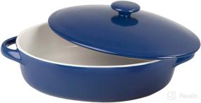 img 1 attached to 🍲 10 Strawberry Street Sienna Covered Casserole Set in Blue - 10" and 7" Bakeware Included