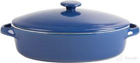 img 3 attached to 🍲 10 Strawberry Street Sienna Covered Casserole Set in Blue - 10" and 7" Bakeware Included